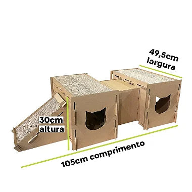 Arranhador Para Gato Esconderijo 2 Toca + Rampa Anti Stress - Viu Pet