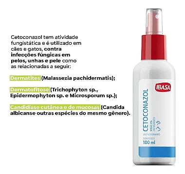 Spray Cetoconazol 2% Ibasa Para Cães e Gatos - 100 ml - Viu Pet