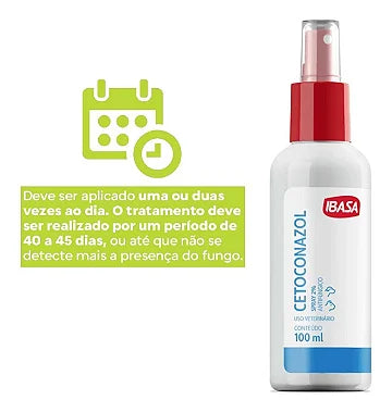 Spray Cetoconazol 2% Ibasa Para Cães e Gatos - 100 ml - Viu Pet