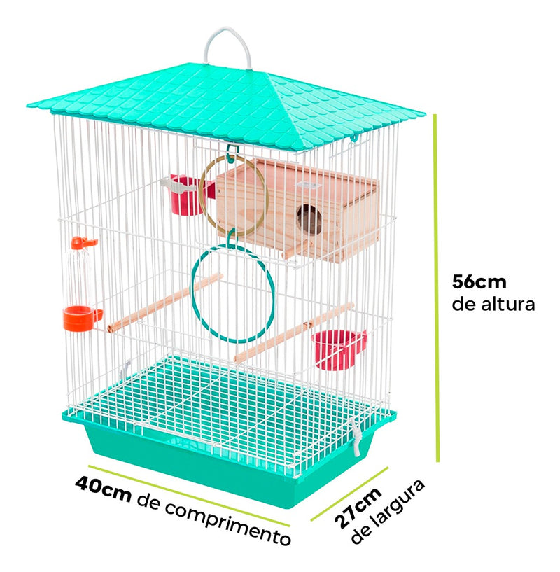 Gaiola Para Periquito Acompanha Acessórios + Ninho Madeira