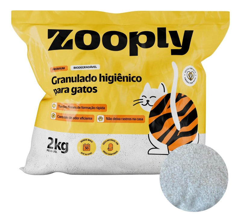 Areia Biodegradável Premium Para Gatos Grãos Finos - 2kg