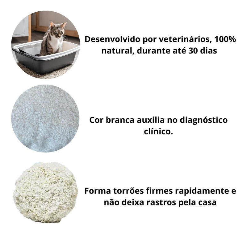 Areia Biodegradável Premium Para Gatos Grãos Finos - 2kg