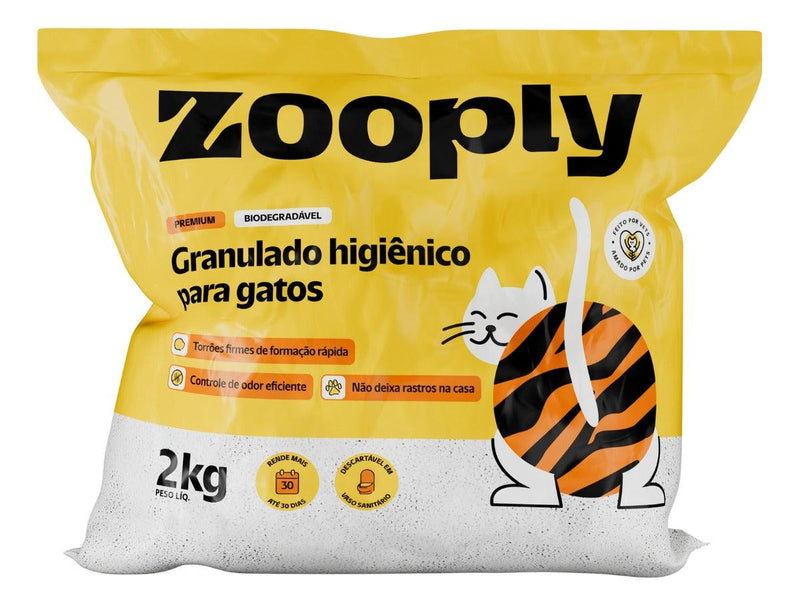 Areia Biodegradável Premium Para Gatos Grãos Finos - 2kg