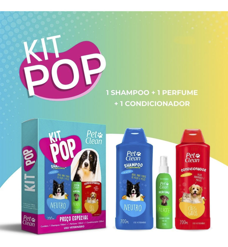 Kit Banho Shampoo Condicionador Perfume Para Cães Pet Clean