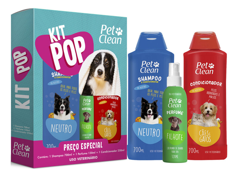 Kit Banho Shampoo Condicionador Perfume Para Cães Pet Clean