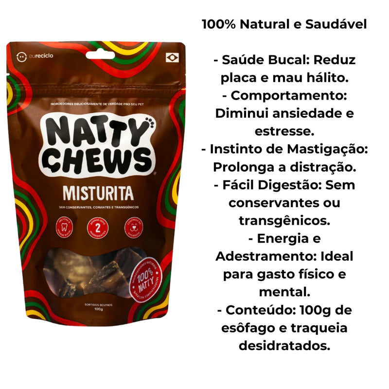 Mordedor Traqueia E Esôfago Bovino Natural Pacote 100g