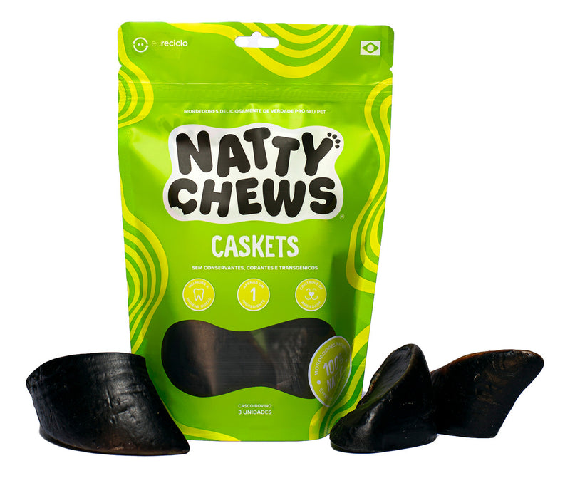 Casco Bovino Natural Para Cães Natty Chews Caskets 3 Un