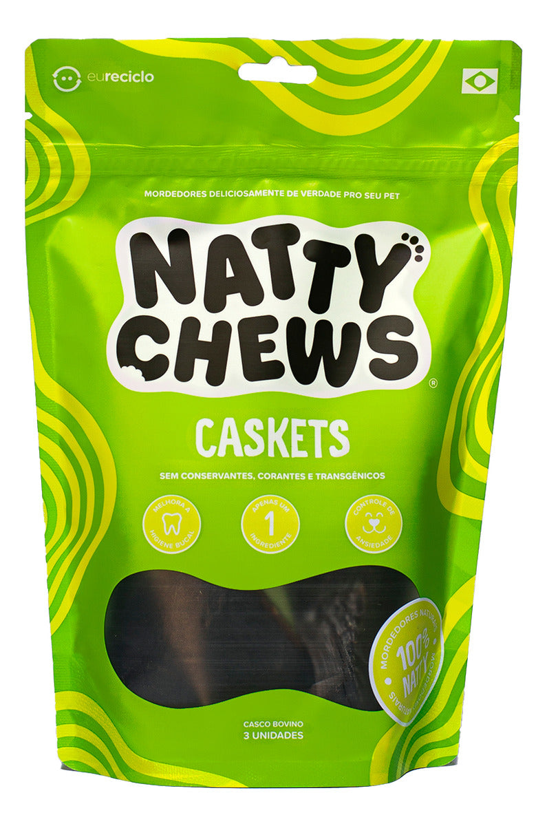 Casco Bovino Natural Para Cães Natty Chews Caskets 3 Un