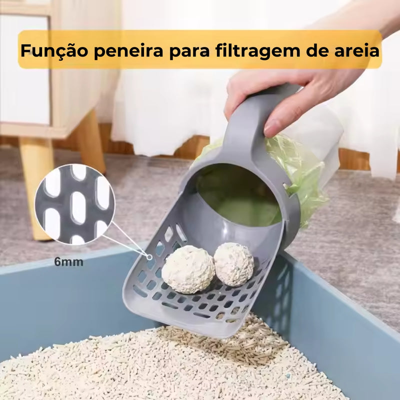 Pá Coletora Higiênica De Areia Para Gatos Com Dispenser