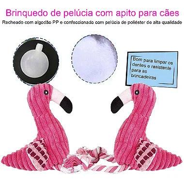 Brinquedo Pelúcia Flamingo Com Corda e Apito - Viu Pet